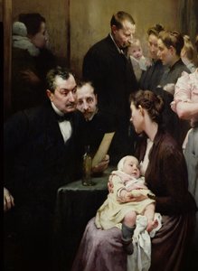 ベルヴィルでのミルクの落下：ヴァリオット博士の手術、診察、1903年（詳細） 作： Henri Jules Jean Geoffroy